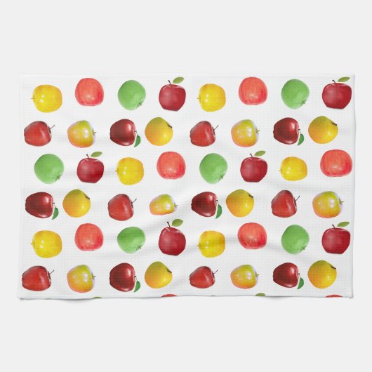 Natuurlijke kleurrijke appels op White Kitchen Tow Theedoek (Horizontaal)