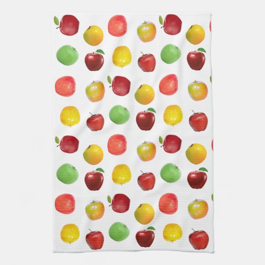 Natuurlijke kleurrijke appels op White Kitchen Tow Theedoek (Verticaal)