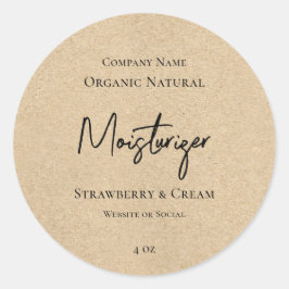 Natuurlijke Kraft Paper Style Skincare Product Lab Ronde Sticker