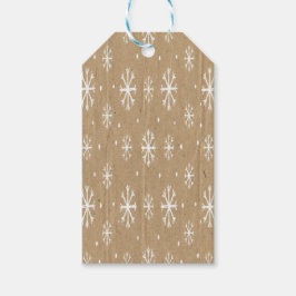 Natuurlijke Kraft Stijl Witte Sneeuwvlok Patroon Cadeaulabel