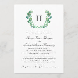 Natuurlijke krans bruiloft uitnodiging