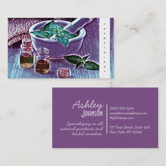Natuurlijke kruidencosmetologie Huidverzorging Visitekaartje (Voorkant / Achterkant)