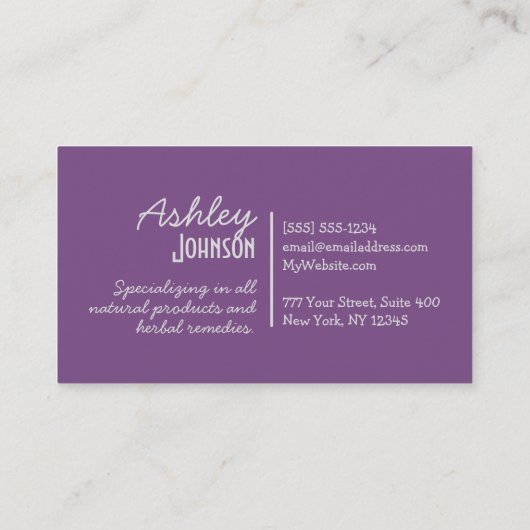 Natuurlijke kruidencosmetologie Huidverzorging Visitekaartje (Achterkant)