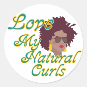 Natuurlijke krullen ronde sticker