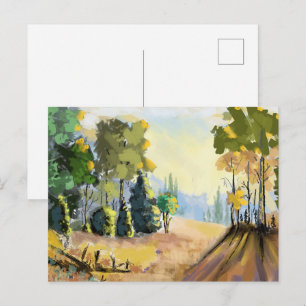 Natuurlijke landschappen en ondergroei in het bos, briefkaart