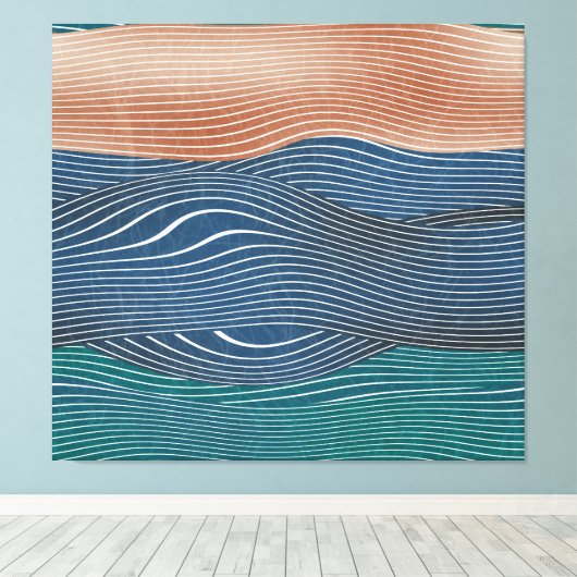 Natuurlijke landschapsheuvels: naadloos patroon. canvas afdruk (Insitu (Houten vloer))