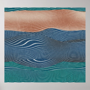 Natuurlijke landschapsheuvels: naadloos patroon. poster