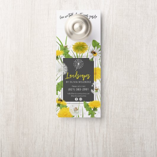 Natuurlijke Lawn Care Service Promotie Paardebloem Deurhanger (Op knop)