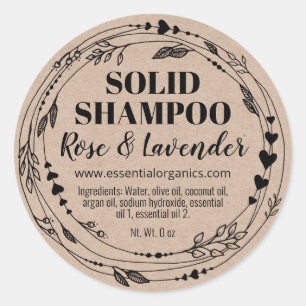 Natuurlijke Leafy Handgemaakte Solid Shampoo Bar Ronde Sticker