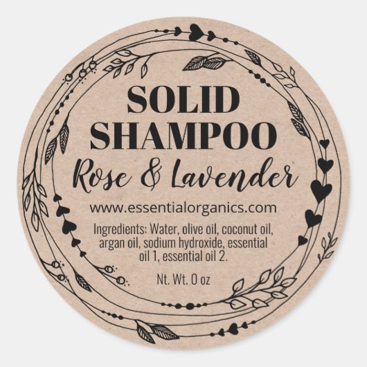 Natuurlijke Leafy Handgemaakte Solid Shampoo Bar Ronde Sticker (Voorkant)