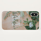 Natuurlijke leder Floral Wood Green Cool Initiaal Case-Mate iPhone Case (Achterkant (horizontaal))