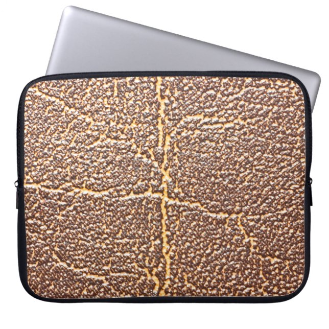 Natuurlijke lederen boekomhulling abstract, gerijp laptop sleeve (Voorkant)