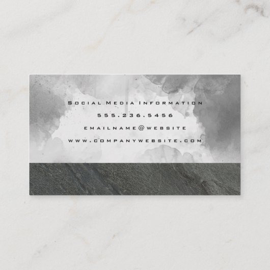 Natuurlijke leisteen rock | Grijze Waterverf Visitekaartje (Achterkant)