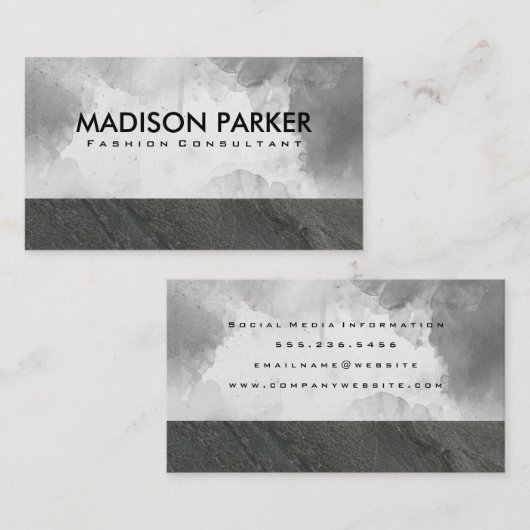 Natuurlijke leisteen rock | Grijze Waterverf Visitekaartje (Voorkant / Achterkant)