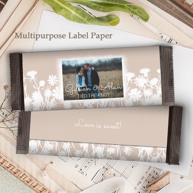 Natuurlijke Licht Beige Bruiloft Snoep Bar Wrapper (light beige white floral botanical wedding personalized chocolate candy bar wrapper labels paper)