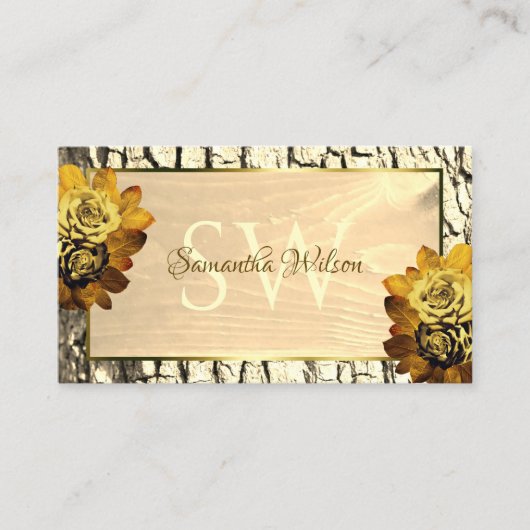 Natuurlijke lichte bruine houten korrels en Initia Visitekaartje (Voorkant)