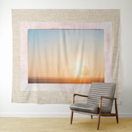 Natuurlijke Linen Textuur Venster met het Uitzicht Wandkleed