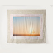 Natuurlijke Linen Textuur Venster met het Uitzicht Wandkleed (Voorkant (horizontaal))