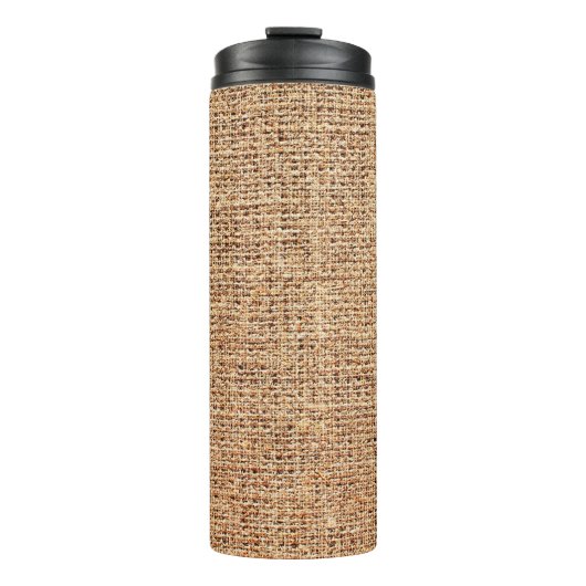 Natuurlijke linnen textuur als achtergrond thermosbeker (Voorkant)