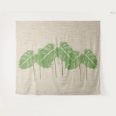 Natuurlijke linnen textuur Monstera verlaat Waterv Wandkleed (Voorkant (horizontaal))