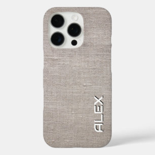 Natuurlijke linnen textuur - organische stof patro iPhone 16 pro hoesje
