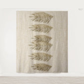 Natuurlijke linnen textuur palmbladeren tekening wandkleed (Voorkant)