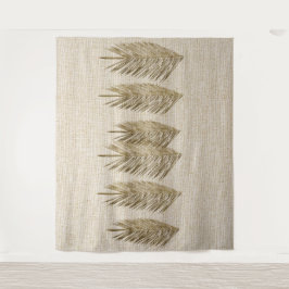 Natuurlijke linnen textuur palmbladeren tekening wandkleed