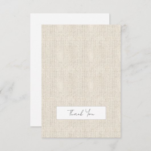 Natuurlijke Linnen Tijdloos All Purpose Classic Bedankkaart (Voorkant / Achterkant)