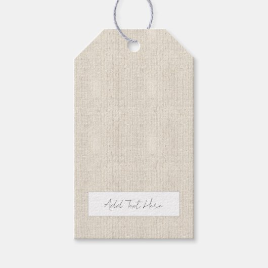 Natuurlijke Linnen Tijdloos Alle Doel Eigen Tekst Cadeaulabel (Voorkant)