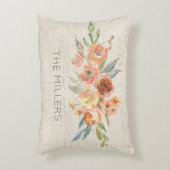 Natuurlijke Linnen Waterverf Bloemstuk NAAM Thuis  Accent Kussen (Voorkant(Verticaal))