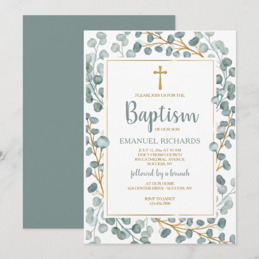 Natuurlijke loof Lijst Religieuze Uitnodiging (Voorkant / Achterkant)