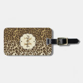 Natuurlijke luipaard Afdrukken Aangepaste monogram Bagagelabel (Voorkant horizontaal)