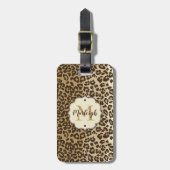 Natuurlijke luipaard Afdrukken Aangepaste monogram Bagagelabel (Voorkant verticaal)