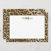 Natuurlijke luipaard Afdrukken Aangepaste monogram Bedankkaart (Voorkant / Achterkant)