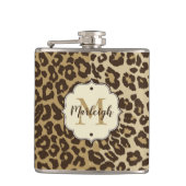 Natuurlijke luipaard Afdrukken Aangepaste monogram Heupfles (Voorkant)