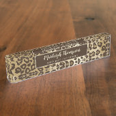 Natuurlijke luipaard Afdrukken Aangepaste monogram Naambordje (Zijkant)