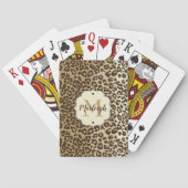 Natuurlijke luipaard Afdrukken Aangepaste monogram Pokerkaarten (Achterkant)