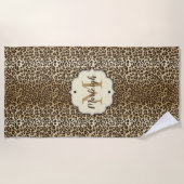 Natuurlijke luipaard Afdrukken Aangepaste monogram Strandlaken (Voorkant)