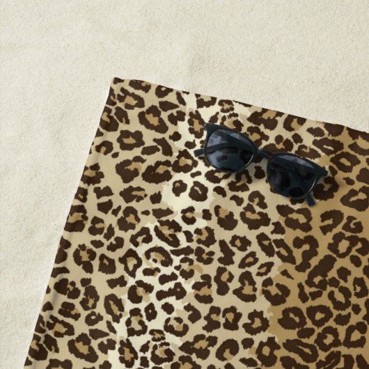 Natuurlijke luipaard Afdrukken Aangepaste monogram Strandlaken (In situ)