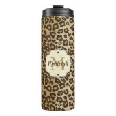 Natuurlijke luipaard Afdrukken Aangepaste monogram Thermosbeker (Voorkant)