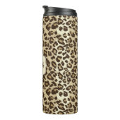 Natuurlijke luipaard Afdrukken Aangepaste monogram Thermosbeker (Geroteerd rechts)