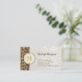 Natuurlijke luipaard Afdrukken Aangepaste monogram Visitekaartje (Staand voorkant)