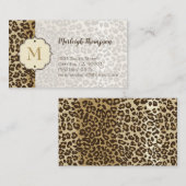 Natuurlijke luipaard Afdrukken Aangepaste monogram Visitekaartje (Voorkant / Achterkant)