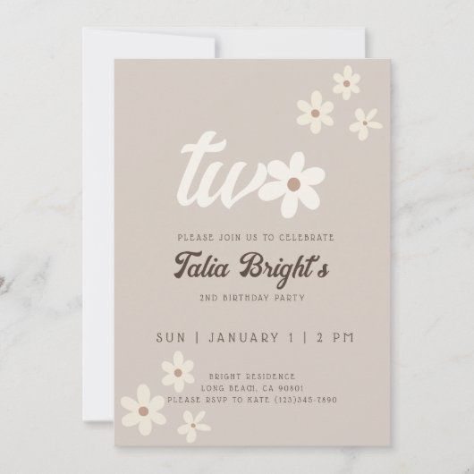 Natuurlijke Madeliefjes Boho Verjaardagsuitnodigin Kaart (Voorkant)