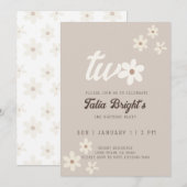 Natuurlijke Madeliefjes Boho Verjaardagsuitnodigin Kaart (Voorkant / Achterkant)