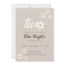 Natuurlijke margriet boho verjaardagsuitnodiging