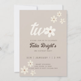 Natuurlijke margriet boho verjaardagsuitnodiging kaart