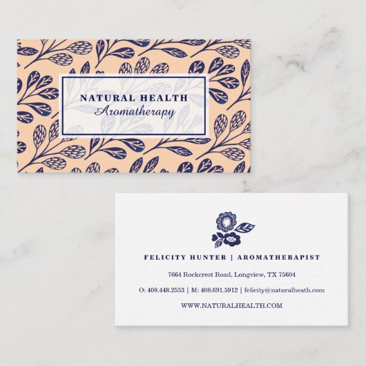 Natuurlijke Marine Blauw gebladerte Botanische Pri Visitekaartje