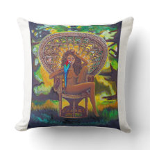 Natuurlijke Meisje met Vogel op Pauw Stoel