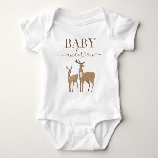 Natuurlijke moderne baby shower van herten romper (Voorkant)